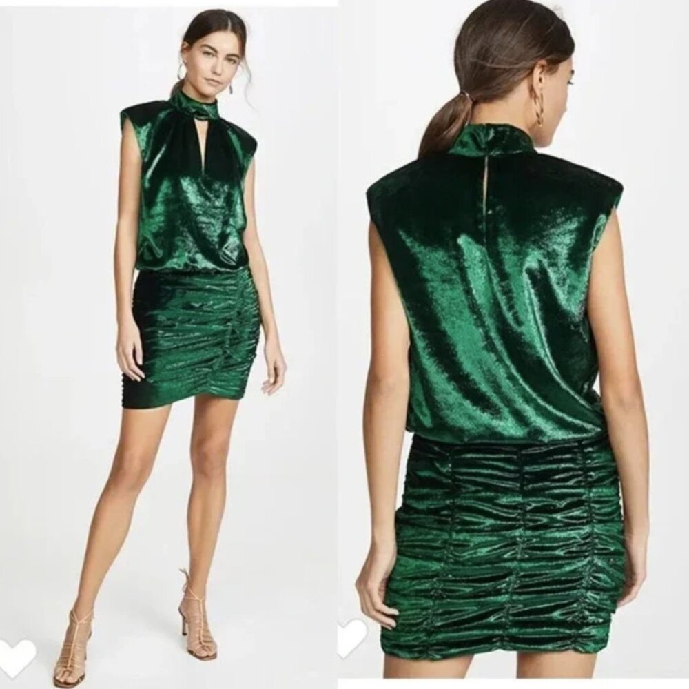 NEW Ramy Brook Gracie ruched velvet mini dress 4 6 S NWT